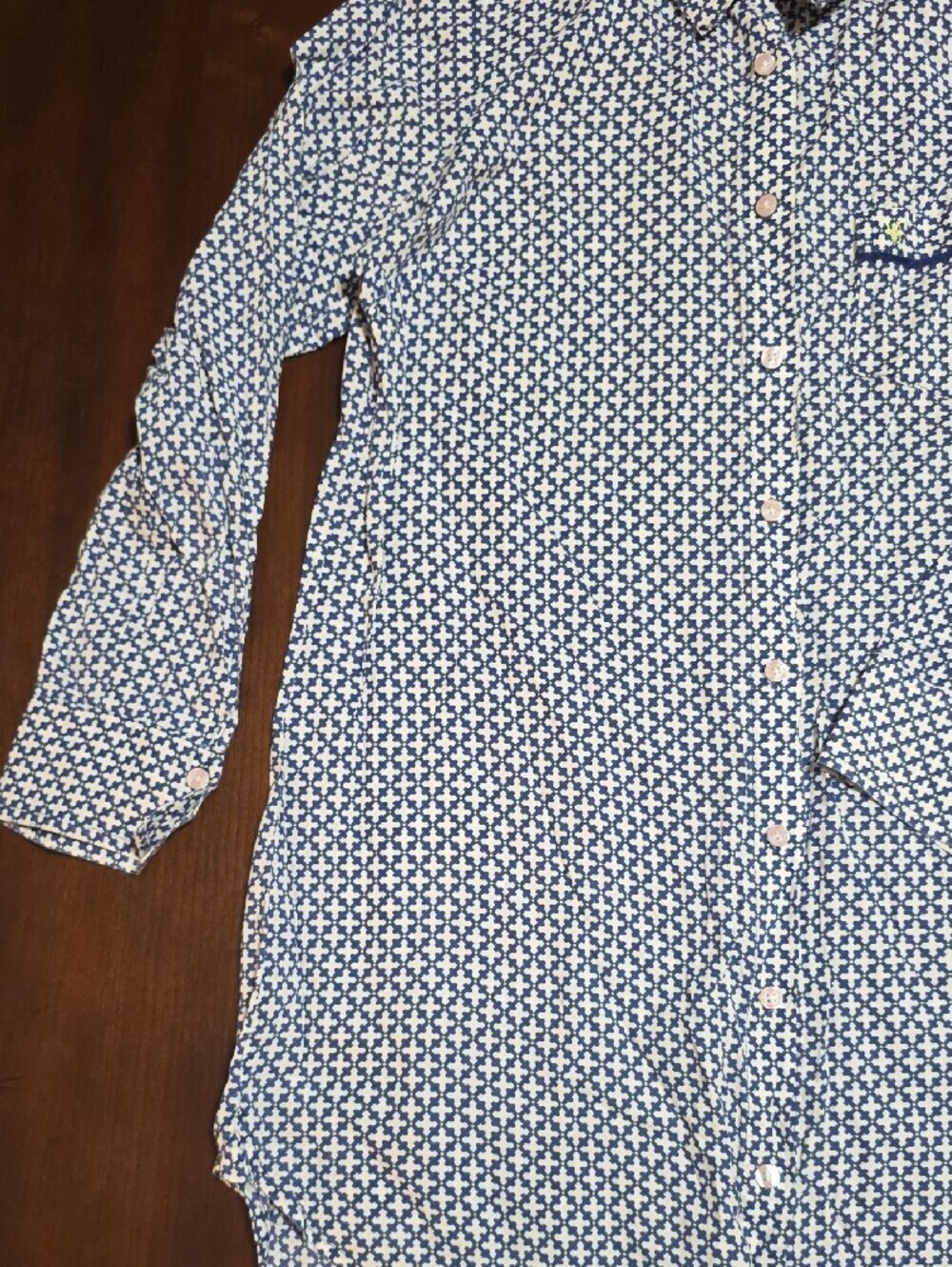 Victoria's Secret Navy and White Geometric Button-Front Pajama Shirt - Picture 5 of 8